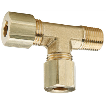 Brass 1/4 in Compression Male Run Tee